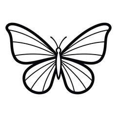 Butterfly outline illustration with black and white line art butterfly illustration minimalist creature wildlife © Roushon_AI_Designer