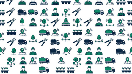 Fototapeta premium Modern resilience icons and sustainable city symbols arranged in a sophisticated seamless repeating pattern for municipal themes.