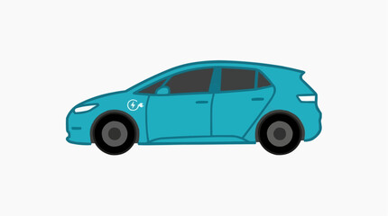Fototapeta premium A sleek electric car, rendered in a modern flat illustration, symbolizes innovation, eco-friendliness, and sustainable transport solutions.