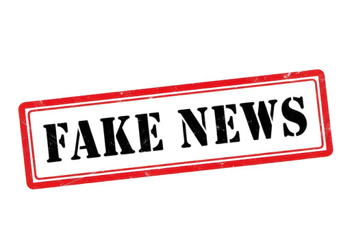 A fake news stamp isolated on transparent background , png