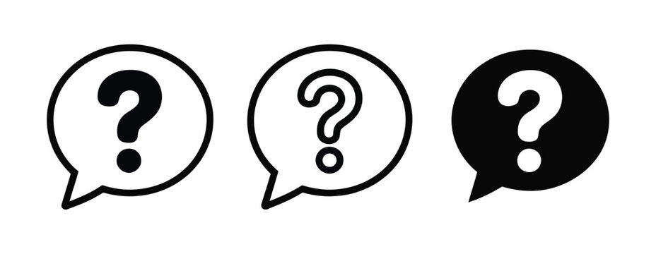 Question mark speech bubble icons in outline and solid styles