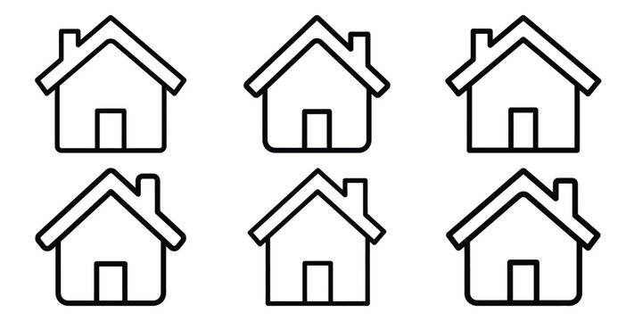 Real Estate icon set with house shared living outline vector Collection.