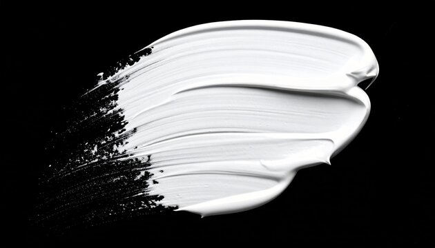 Thick White Paint Stroke Texture Isolated on Black Background Textured Brush Swath