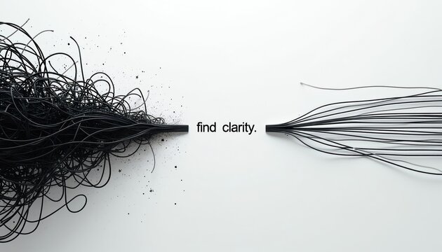 Tangled wires transform into neat, parallel lines. Visual shows transition from chaos to order. Simplification, structure emerge from complexity. Find clarity, direction in process. Organize