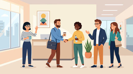 Fototapeta premium Diverse group of people interacting in an office setting together