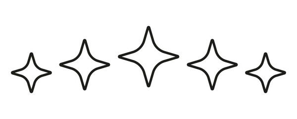Set of sparkles line icon. Collection of five-pointed star shapes for graphic design. Decorative element for social media post, celebration, abstract decoration and magic sign. Vector illustration © Iuliia
