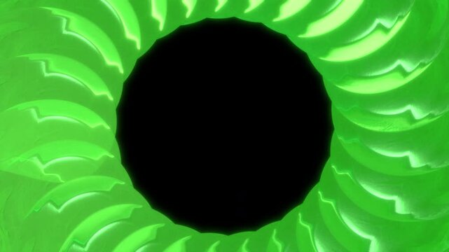 Abstract green glowing circle rotating frame