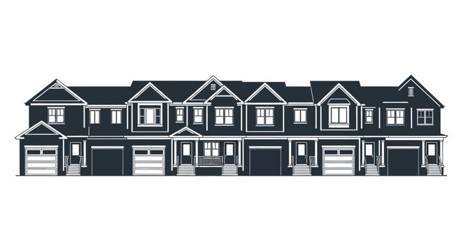 Row of modern suburban townhouses.