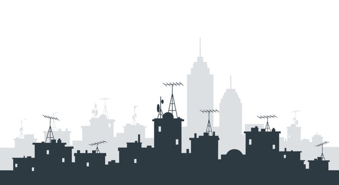 City Skyline with Construction Cranes Silhouette.