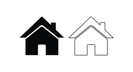 Obraz premium House icon set black solid and line art style silhouette high quality professional detailed modern elegant