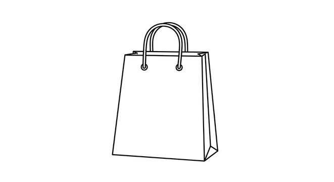 Black and white line of a leather handbag with shoulder strap and handle purse