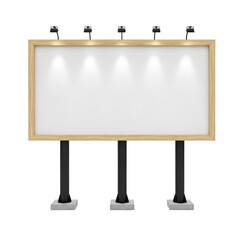 Obraz premium Large wooden billboard with five lights isolated on transparent background