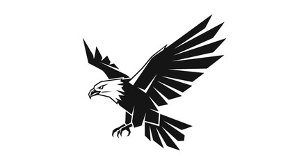 Fototapeta premium Black silhouette of an eagle flying.