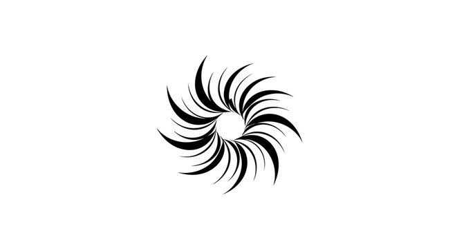 Black and white of a stylized feather monochrome swirl