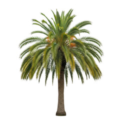 Obraz premium A tall palm tree with vibrant green leaves standing against a white background