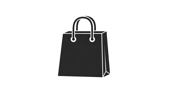 Black leather handbag with handle and shoulder strap, isolated on white background, purse accessory