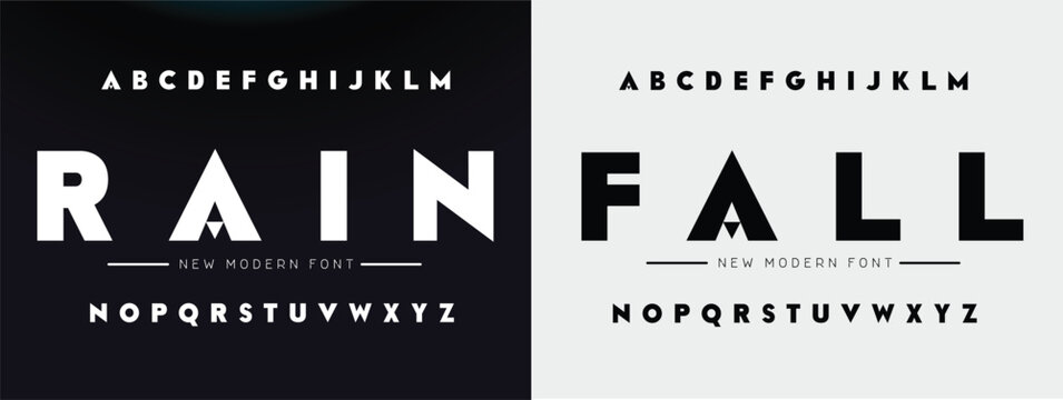 RAIN FALL Sport Modern Future Alphabet Font. Typography urban style fonts for technology, digital, movie logo design regular and italic. vector illustration