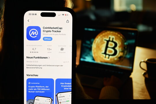 Germany - May 4,2026: Coinmarketcap crypto Tracker App on phone