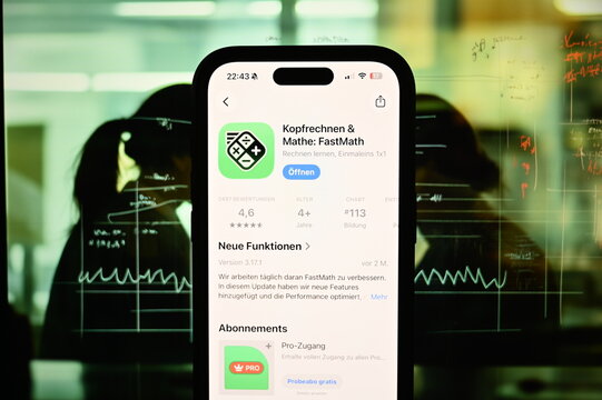 Germany - May 4,2026: Mathe FastMath App on phone
