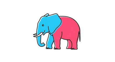 Fototapeta premium Blue and red elephant with star symbol