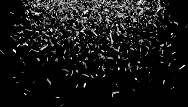 loop falling silver confetti on black background with matte channel