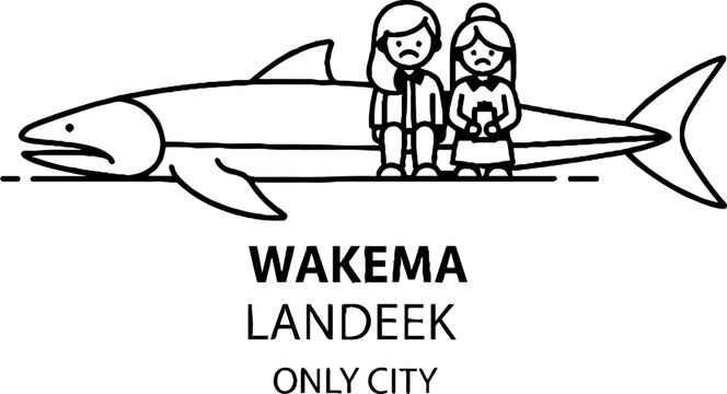 Sad couple sitting on a large fish in city illustration