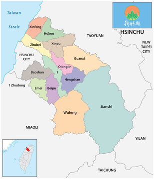 Administrative map of Hsinchu County, Taiwan