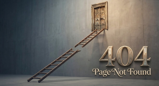 Broken Ladder to Door 404 Error Page Not Found