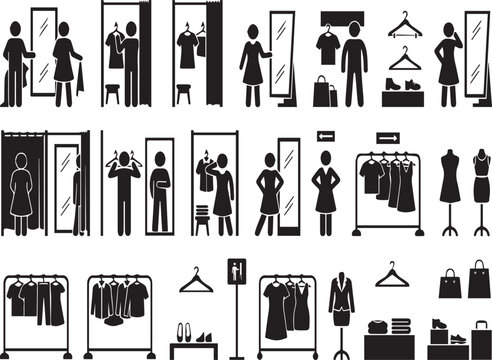 Fitting Room and Clothing Retail Silhouettes