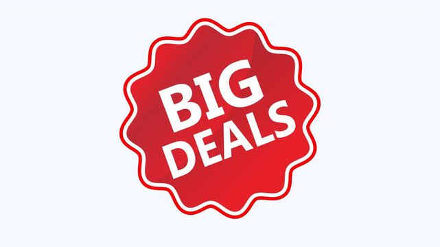 Red starburst sticker promoting big deals sales event. Suitable for advertising banners, social media post and website promotions.