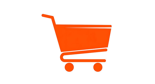 Orange leather office chair with five wheels on white background, furniture