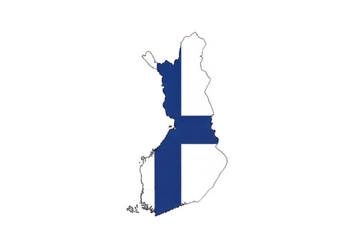 Map of finland with national flag pattern isolated on transparent background