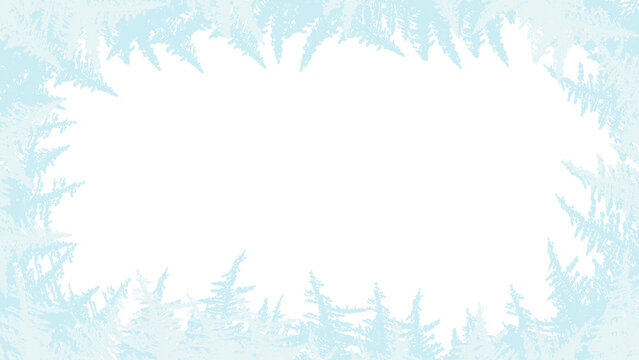 Winter frost pattern frame with transparent background for festive season overlays.