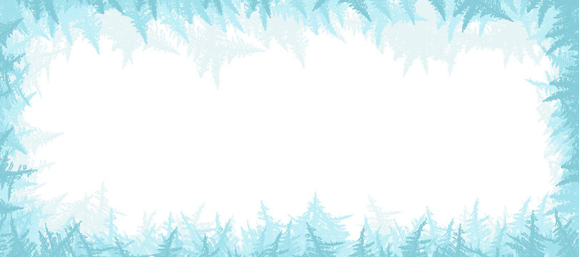Winter frost and snow pattern border with transparent background for festive season designs.