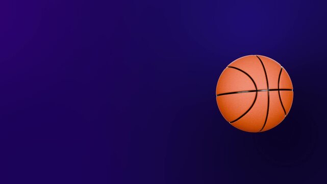Basketball spinning with motion blur on blue background loop