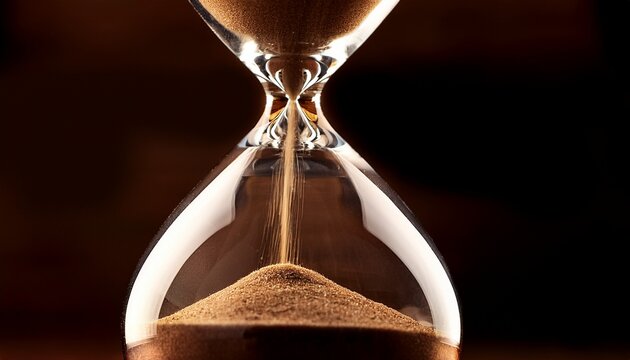 a sand timer is shown with the sand falling out of it