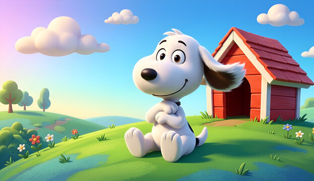 Cute Snoopy Inspired Cartoon Dog High Quality 3D Style Illustration
