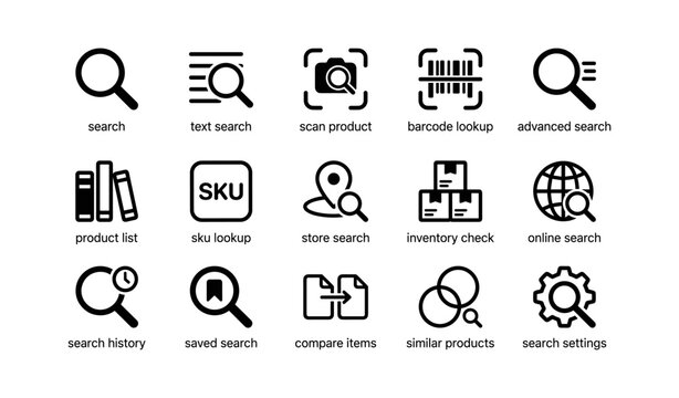 Search icons showing product lookup and inventory check tools