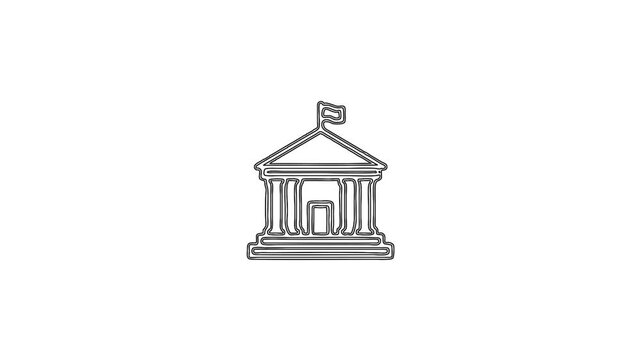 Animated sketch of a classical bank or government building icon