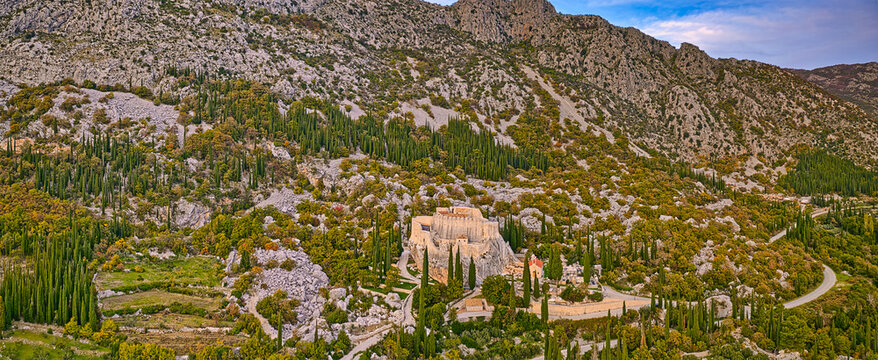 Aerial View of Sokol Tower in Konavle, Croatia