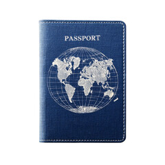 Fototapeta premium Blue passport booklet isolated on transparent background for travel, tourism, immigration, and international identity concepts