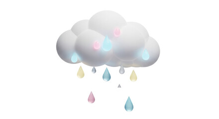 Naklejka premium Colorful raindrops falling from fluffy cloud