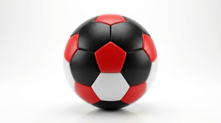 Fototapeta premium Soccer Ball Close up on White Background Red Black White Color