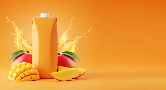Mango juice packaging mockup realistic product presentation for branding design