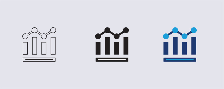 A data analytics or statistical analysis icon, business growth, financial reporting, data visualization, bar chart, polyline, a hybrid "combo chart" design.