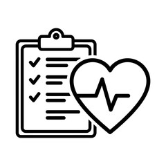 Fototapeta premium Medical health checkup checklist clipboard and heart pulse icon for healthcare wellness tracking with heartbeat