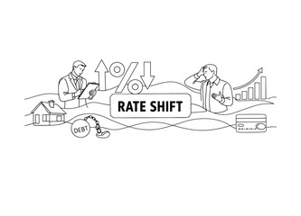 Naklejka premium Financial rate shift impacts on housing debt and credit card spending