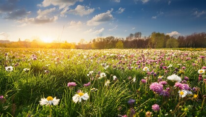Fototapeta premium beautiful meadow full of spring flowers