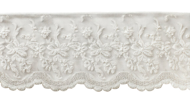 white lace border trim with floral pattern