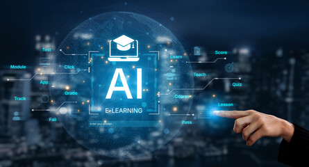 Artificial intelligence AI enhances online study courses with adaptive AI content, progress...
